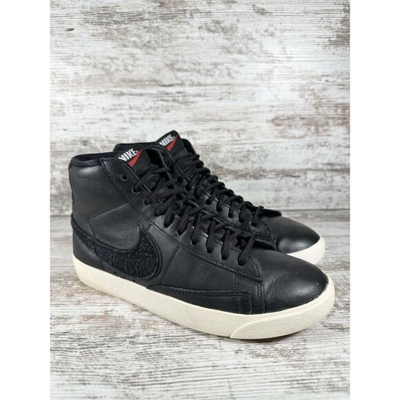 Women's Nike Blazer Mid Rebel Black/Cheetah Print Leather Sneakers Sz 6.5 - Picture 1 of 10